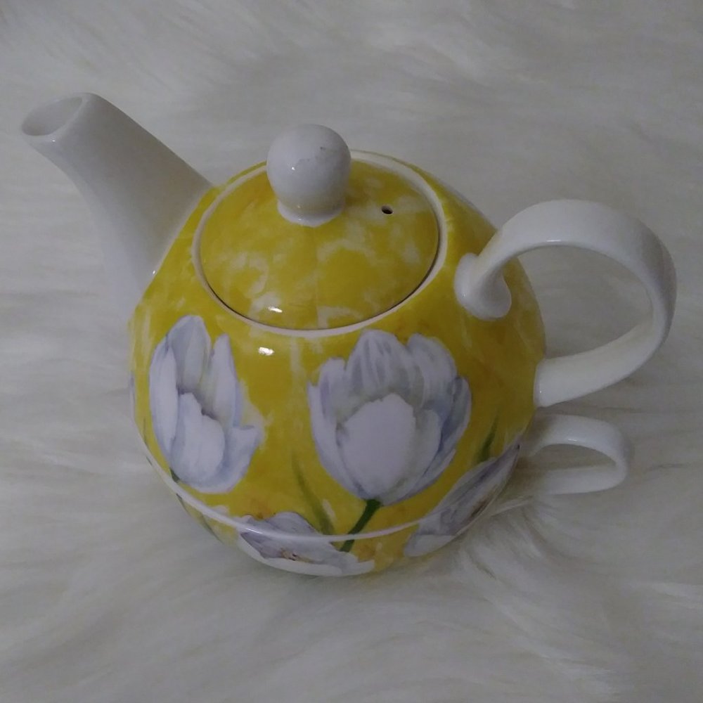 SOLD SOLD Teapot and Cup Tea for One Set Yellow - Picture 8 of 16